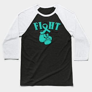 Fight Pray For A Cure PCOS Awareness Teal Ribbon Warrior Support Survivor Baseball T-Shirt